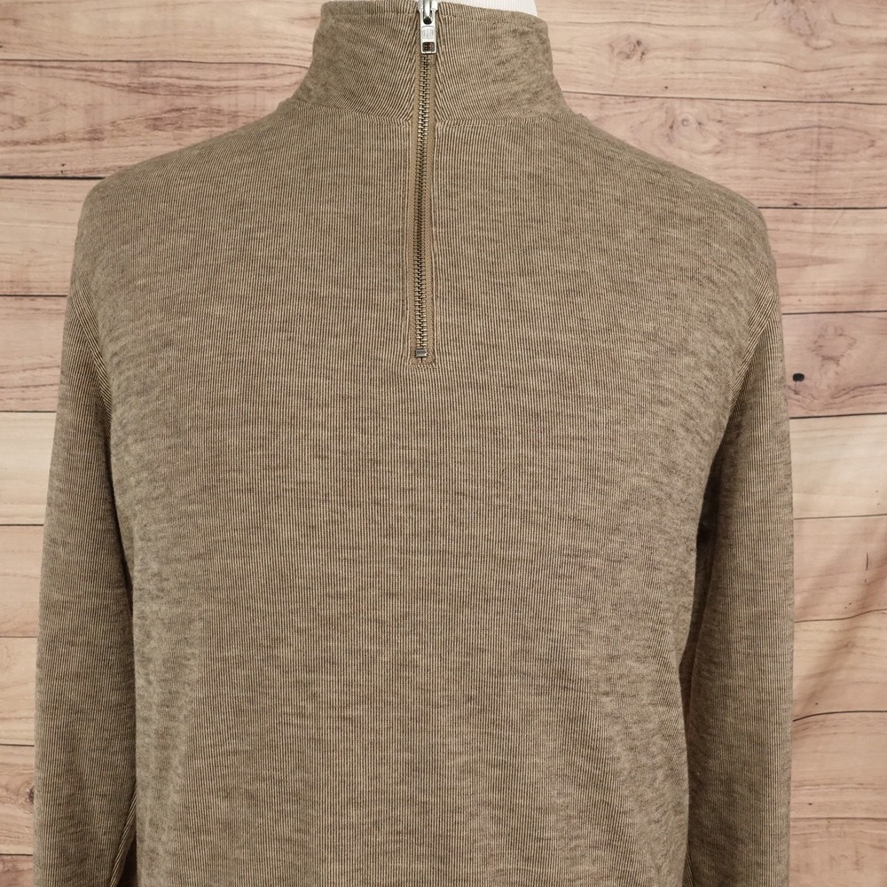 GAP Sweater Mens L Beige Mock Neck 1/4 Zip Pullover Knit Long Sleeve Casual
